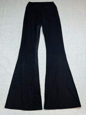 Buffbunny Women's Large Wide Leg Flare Leggings Black Athletic Stretch Gym